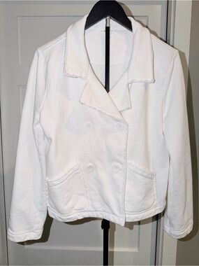 Splendid White Double-Breasted Terry Jacket